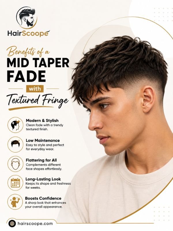 Benefits of a Mid Taper Fade with Textured Fringe