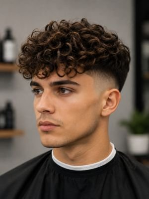 Curly Top with Skin Fade