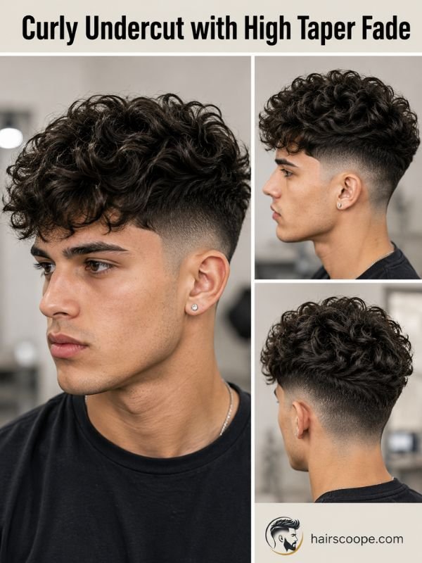 Curly Undercut with High Taper Fade