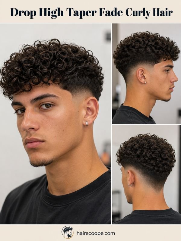 Drop High Taper Fade Curly Hair