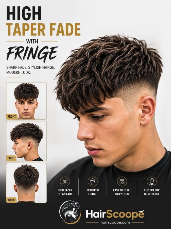 High Taper Fade With Fringe