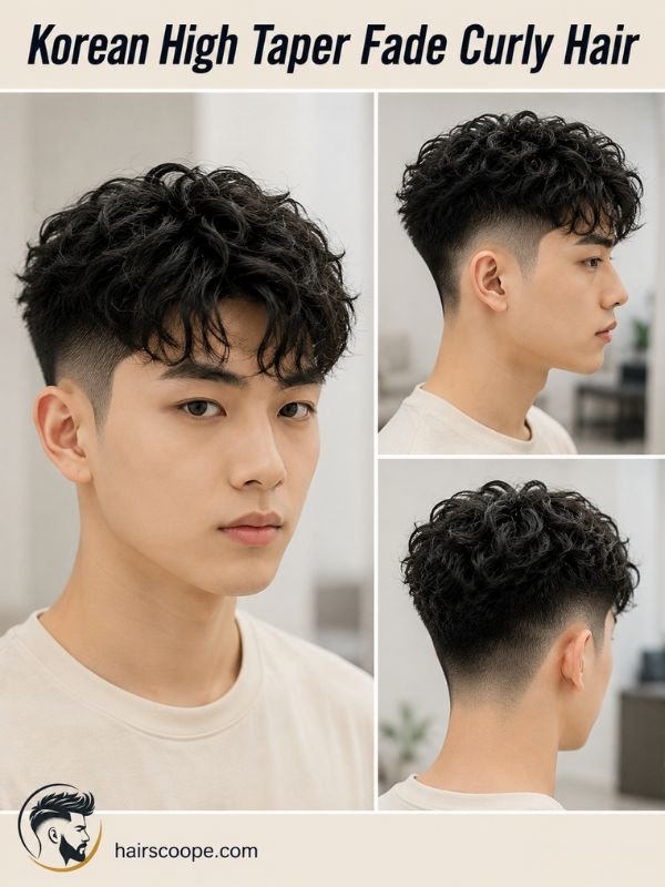 Korean High Taper Fade Curly Hair