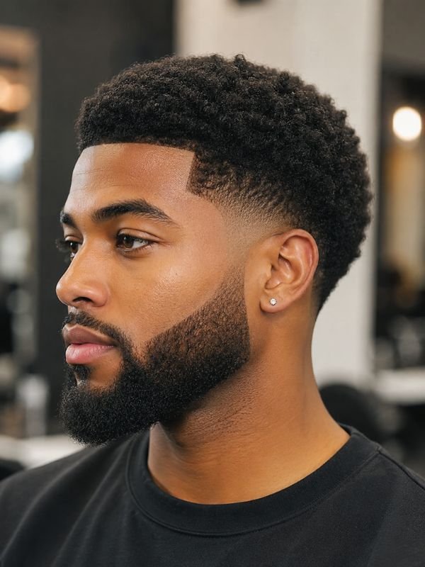 Low Taper Afro with Beard