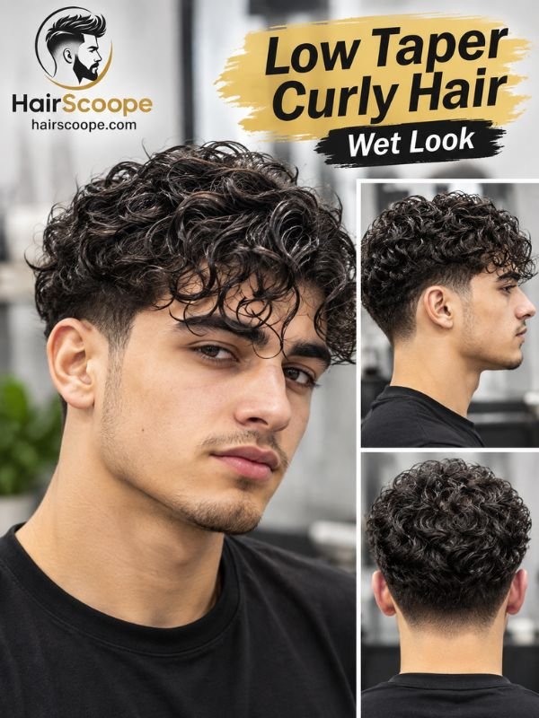 Low Taper Curly Hair Wet Look