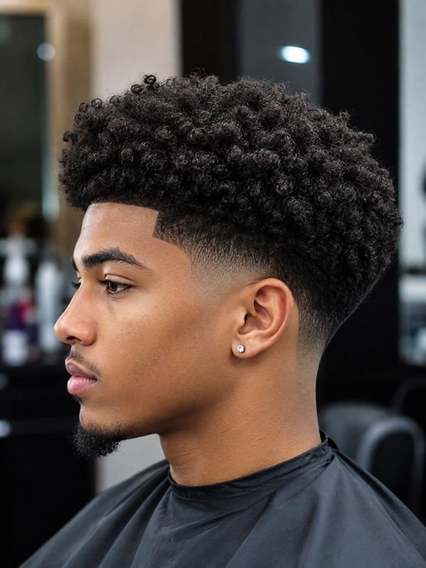 Low Taper Fade Afro with Curly Top