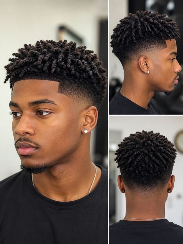 Low Taper Fade Afro with Twists