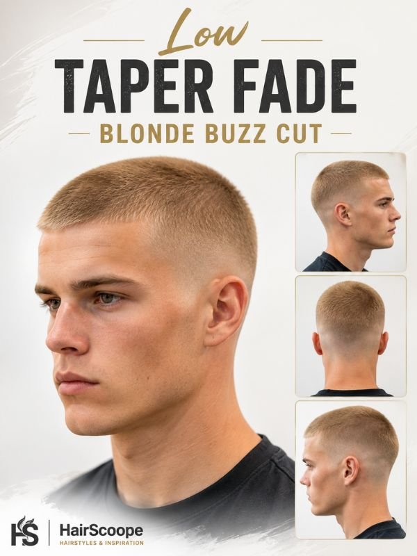 Low Taper Fade Blonde Buzz Cut