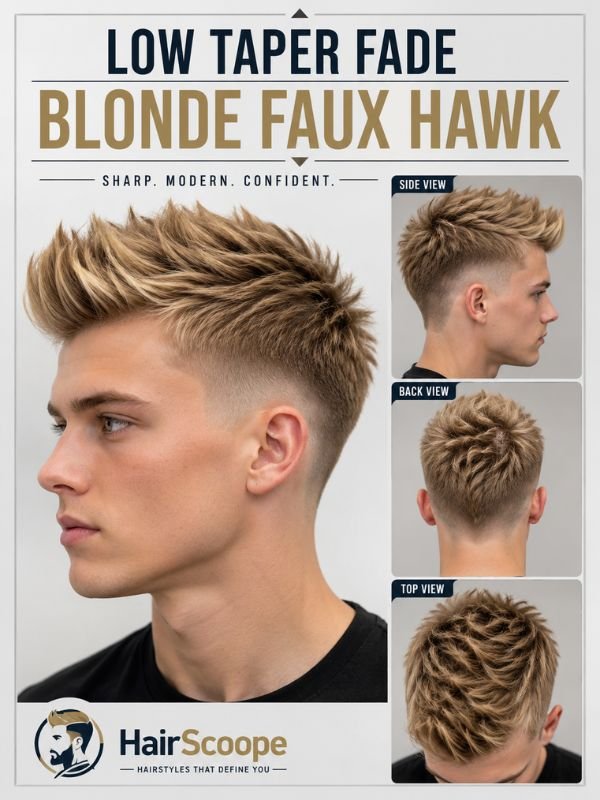 Low Taper Fade Blonde Faux Hawk