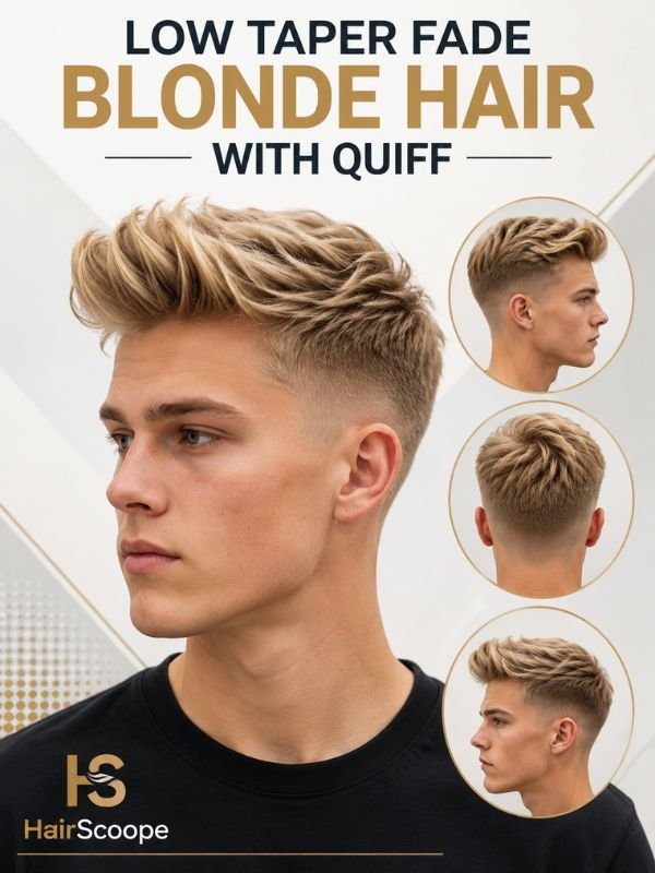 Low Taper Fade Blonde Hair with Quiff