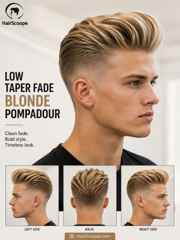 Low Taper Fade Blonde Pompadour