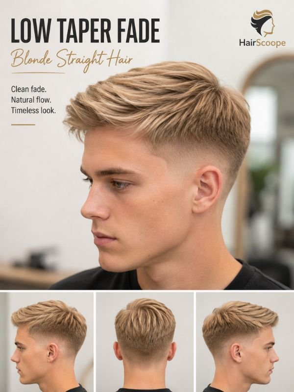 Low Taper Fade Blonde Straight Hair