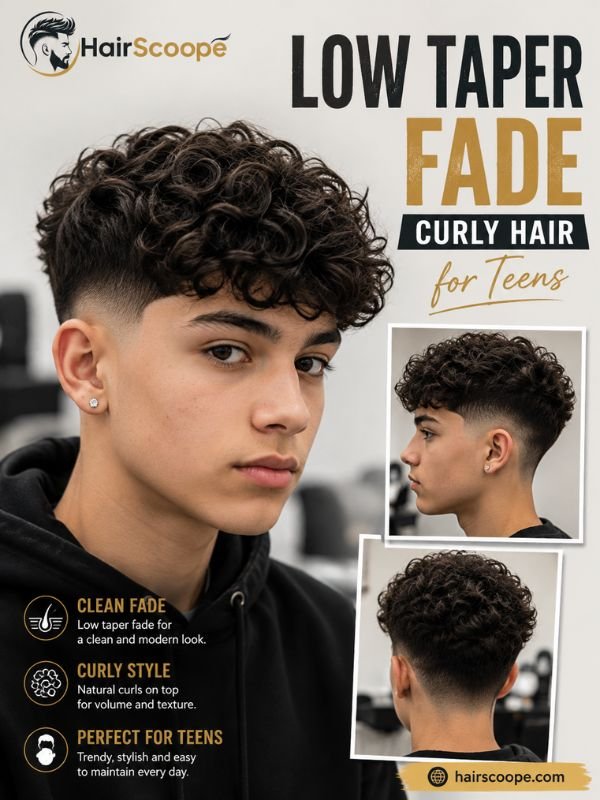 Low Taper Fade Curly Hair for Teens
