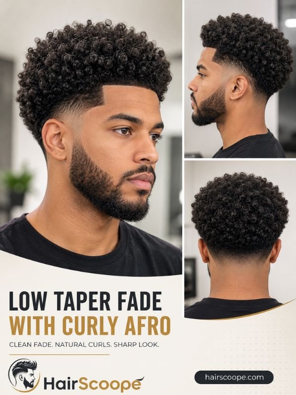 Low Taper Fade With Curly Afro