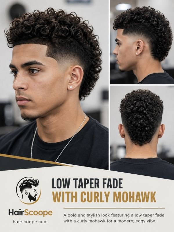 Low Taper Fade With Curly Mohawk