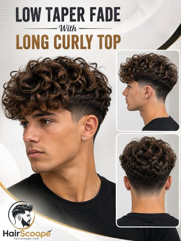 Low Taper Fade With Long Curly Top