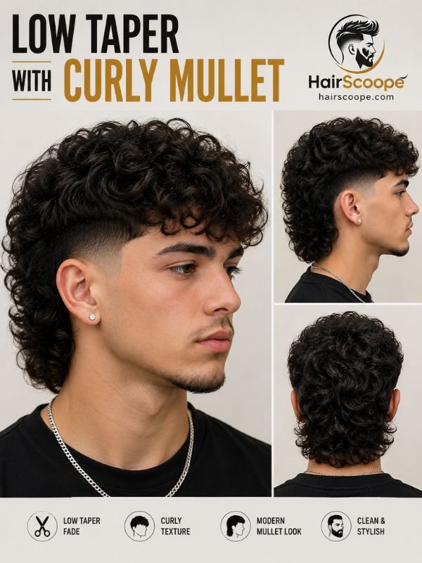Low Taper With Curly Mullet