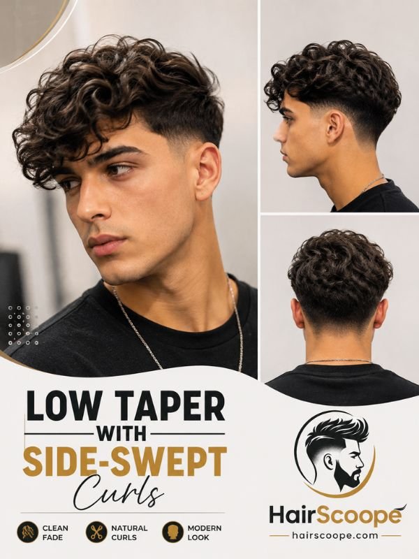 Low Taper With Side-Swept Curls