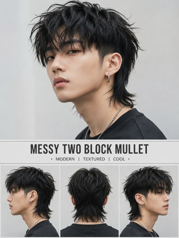 Messy Two Block Mullet