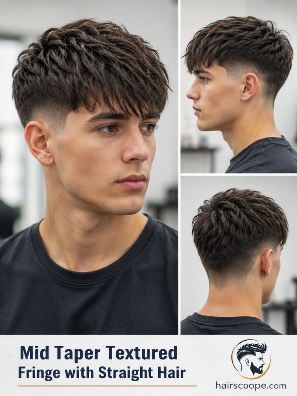 Mid Taper Textured Fringe with Straight Hair