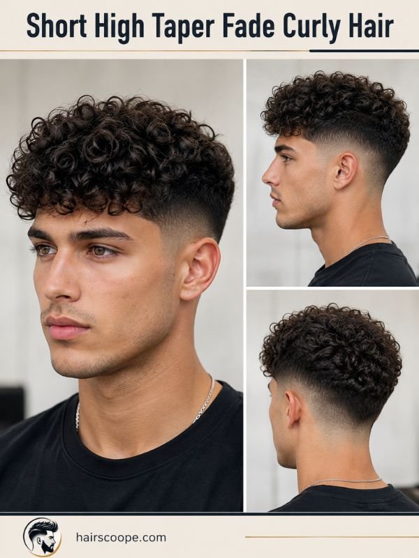 Short High Taper Fade Curly Hair
