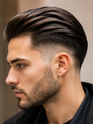 Slicked Back Taper Fade Haircut
