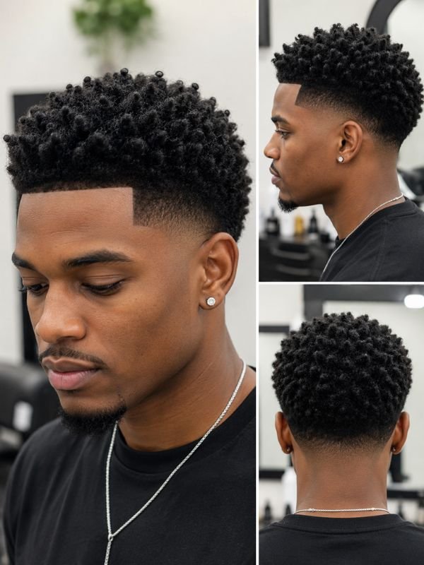 Taper Fade Afro with Sponge Curls