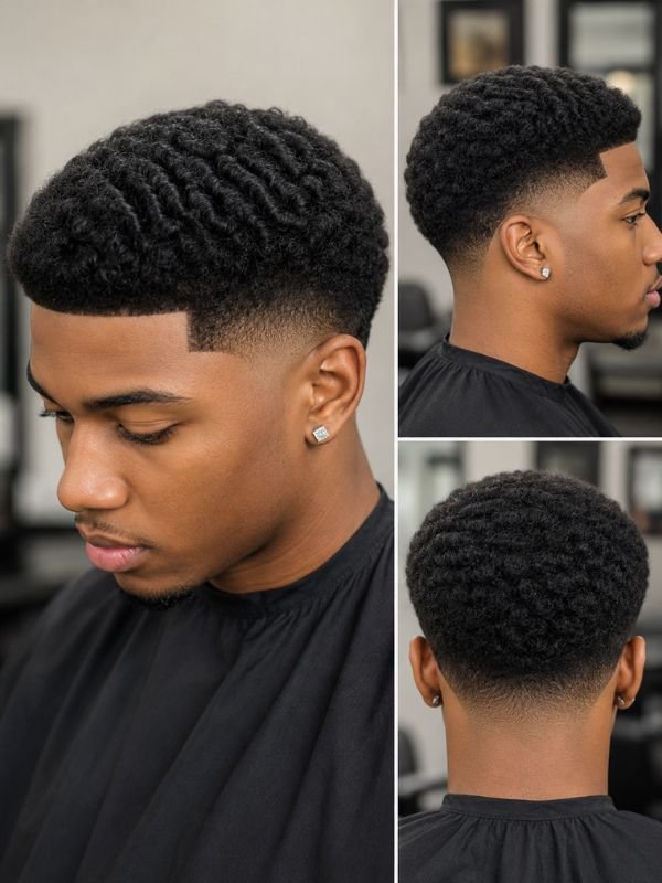 Taper Fade Afro with Waves