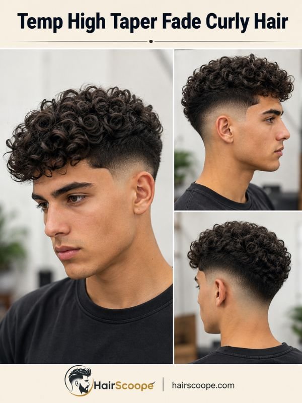 Temp High Taper Fade Curly Hair
