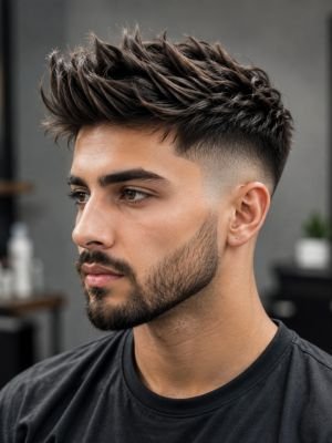 Textured Spiky Quiff with High Fade