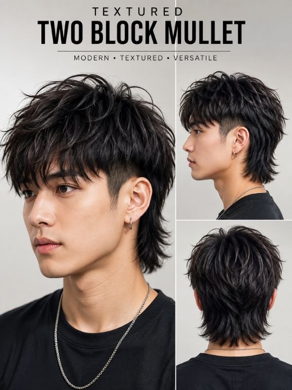 Textured Two Block Mullet