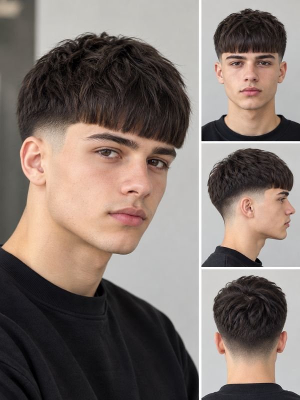 Blunt Fringe with Low Taper Fade