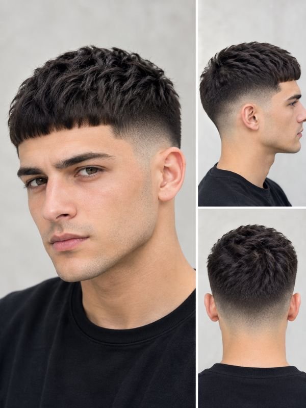 Caesar Cut with Mid Taper Fade