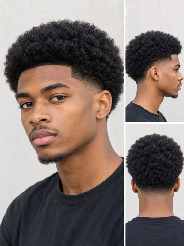 Classic Afro with Mid Taper Fade