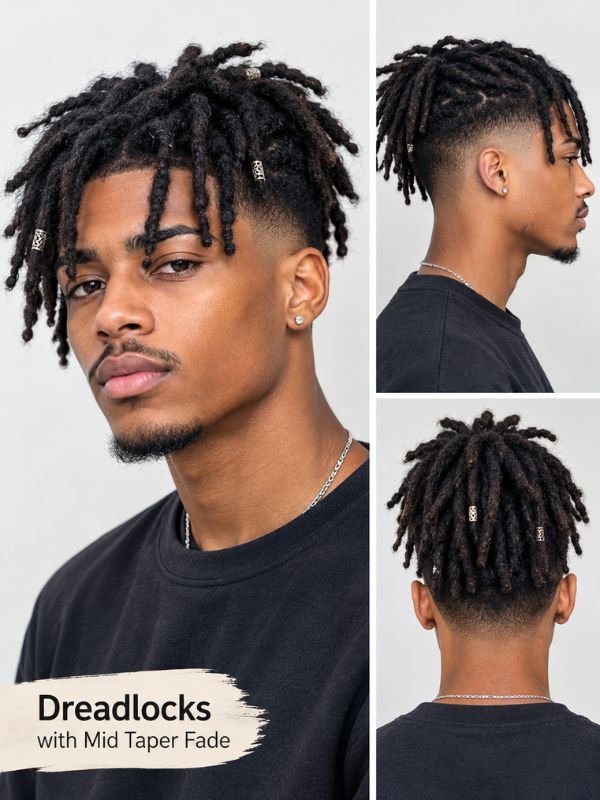 Dreadlocks with Mid Taper Fade