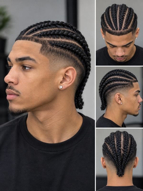 Feed-In Braids with Mid Taper Fade