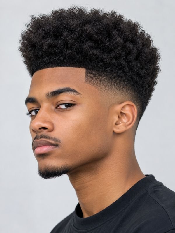 High Top Afro with Mid Taper Fade