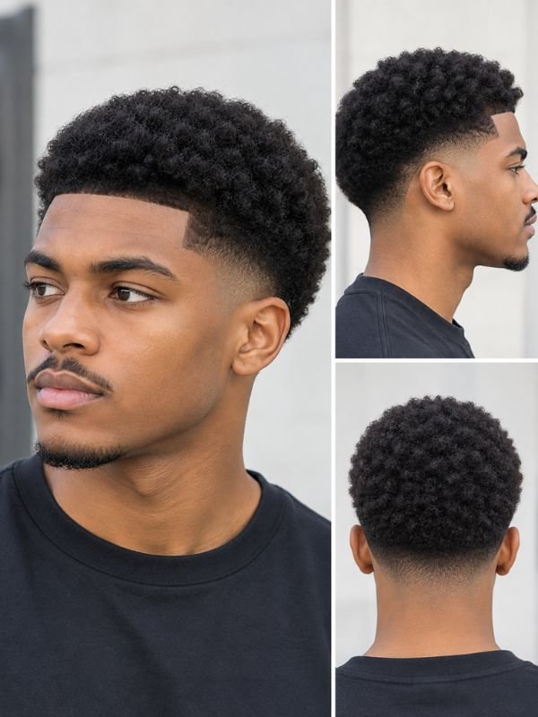 Low Afro with Mid Taper Fade