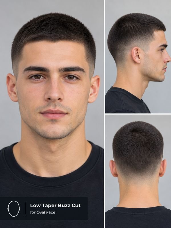 Low Taper Buzz Cut for Oval Face