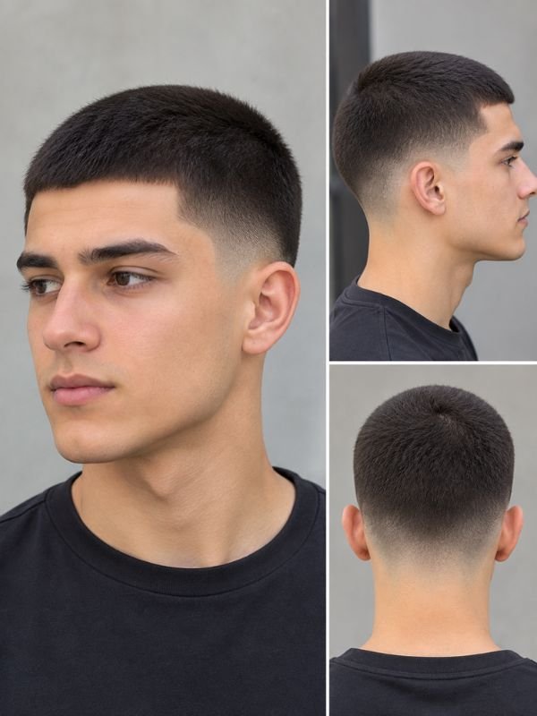 Low Taper Buzz Cut for Straight Hair