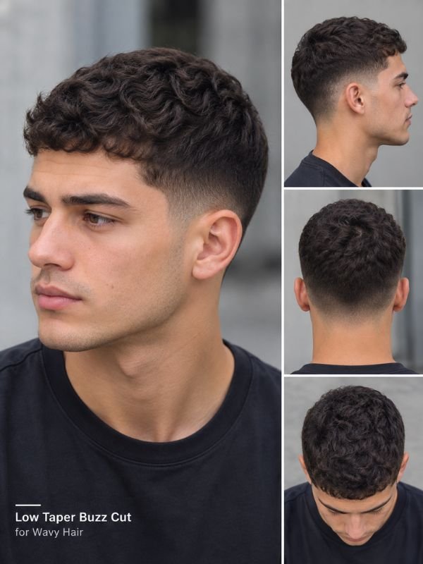 Low Taper Buzz Cut for Wavy Hair