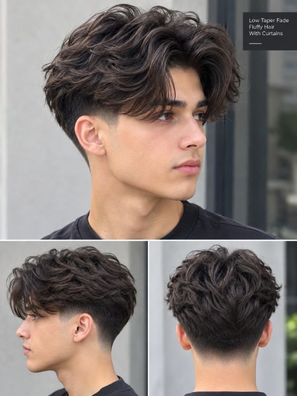 Low Taper Fade Fluffy Hair With Curtains