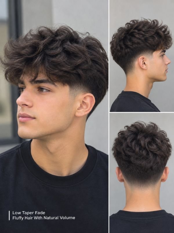 Low Taper Fade Fluffy Hair With Natural Volume