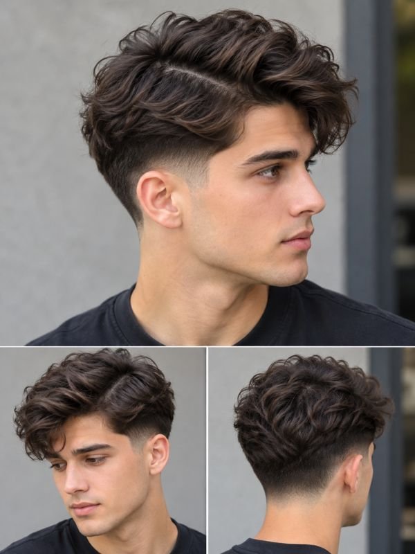 Low Taper Fade Fluffy Hair With Side Part