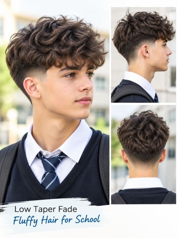 Low Taper Fade Fluffy Hair for School