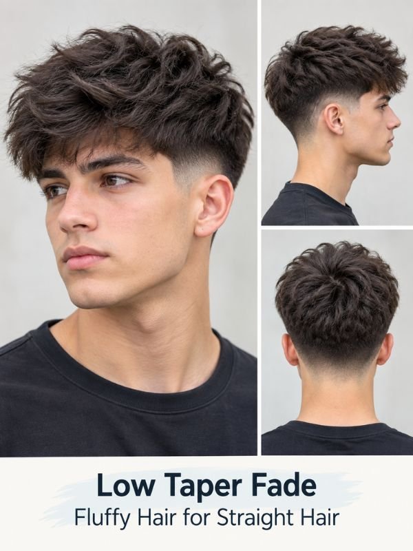 Low Taper Fade Fluffy Hair for Straight Hair