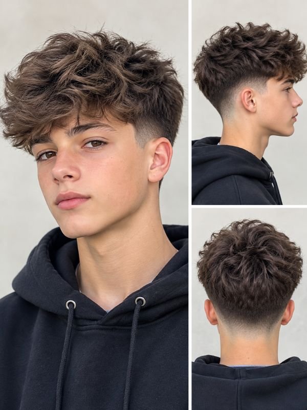 Low Taper Fade Fluffy Hair for Teen Boys