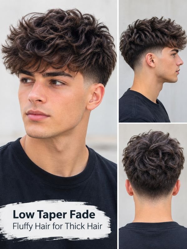 Low Taper Fade Fluffy Hair for Thick Hair