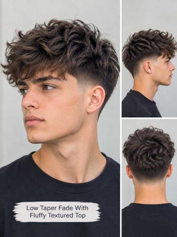 Low Taper Fade With Fluffy Textured Top