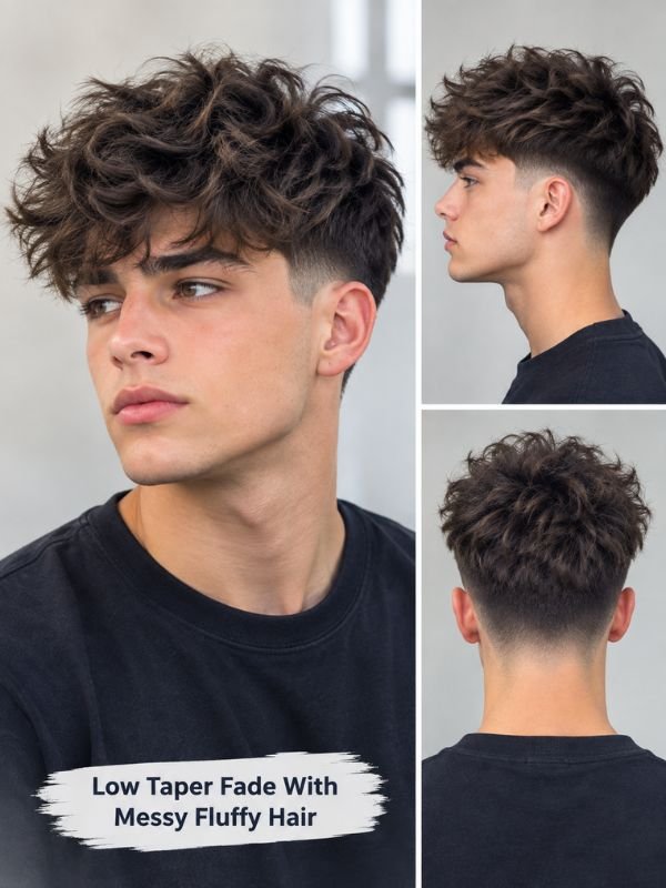Low Taper Fade With Messy Fluffy Hair