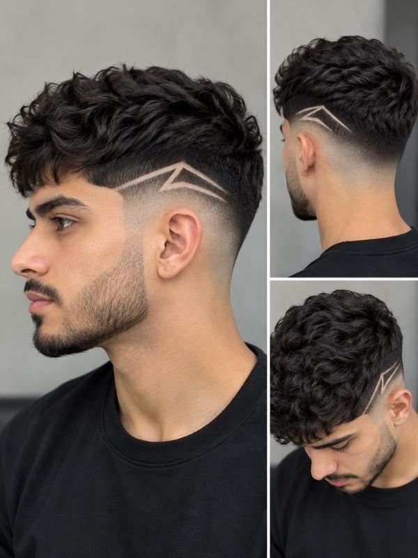 Mid Taper Fade with Geometric Design